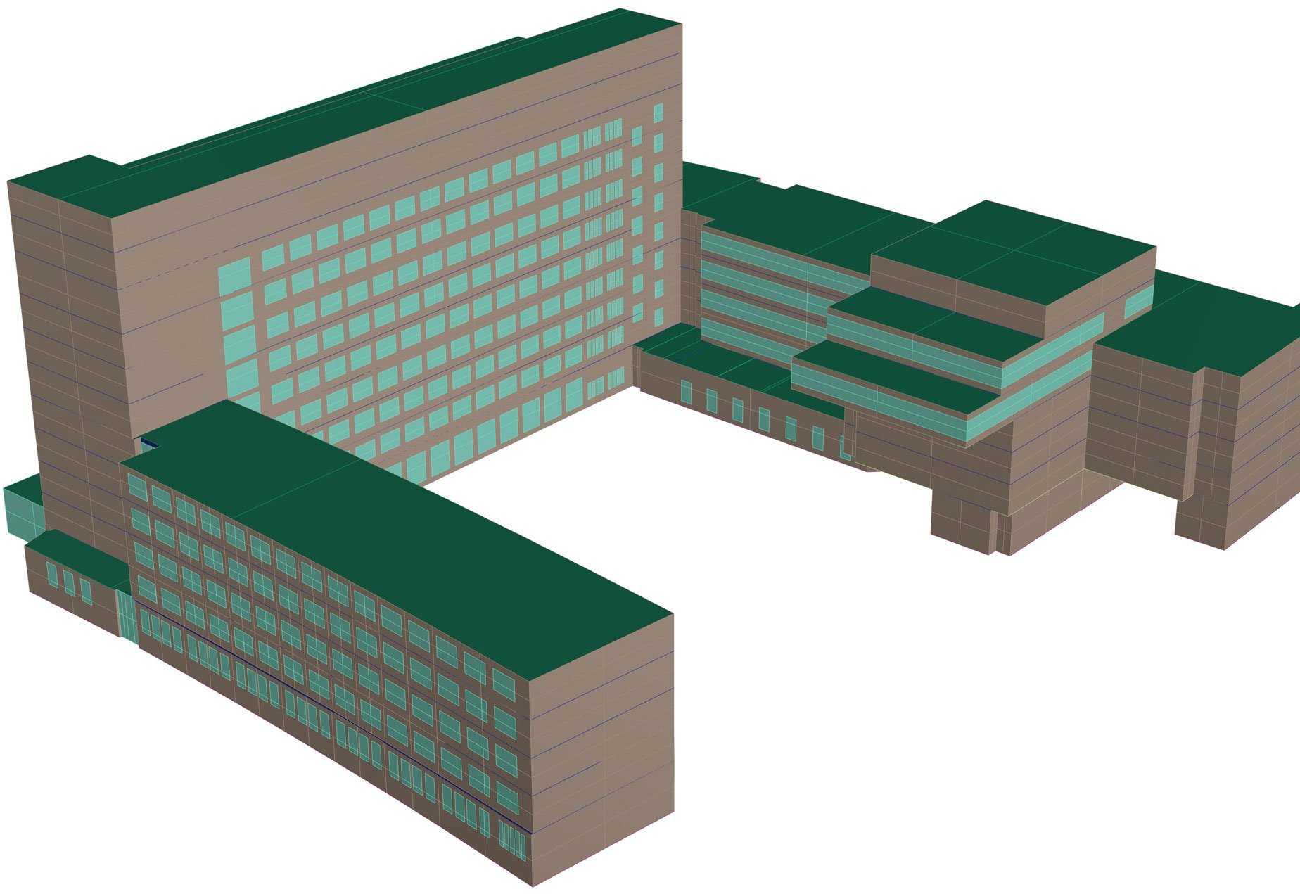 Rekonstruktion der thermischen Gebäudehülle als 3D-Flächenmodell.