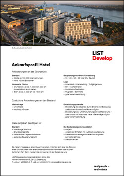 Ankaufsprofil Hotel LIST Develop